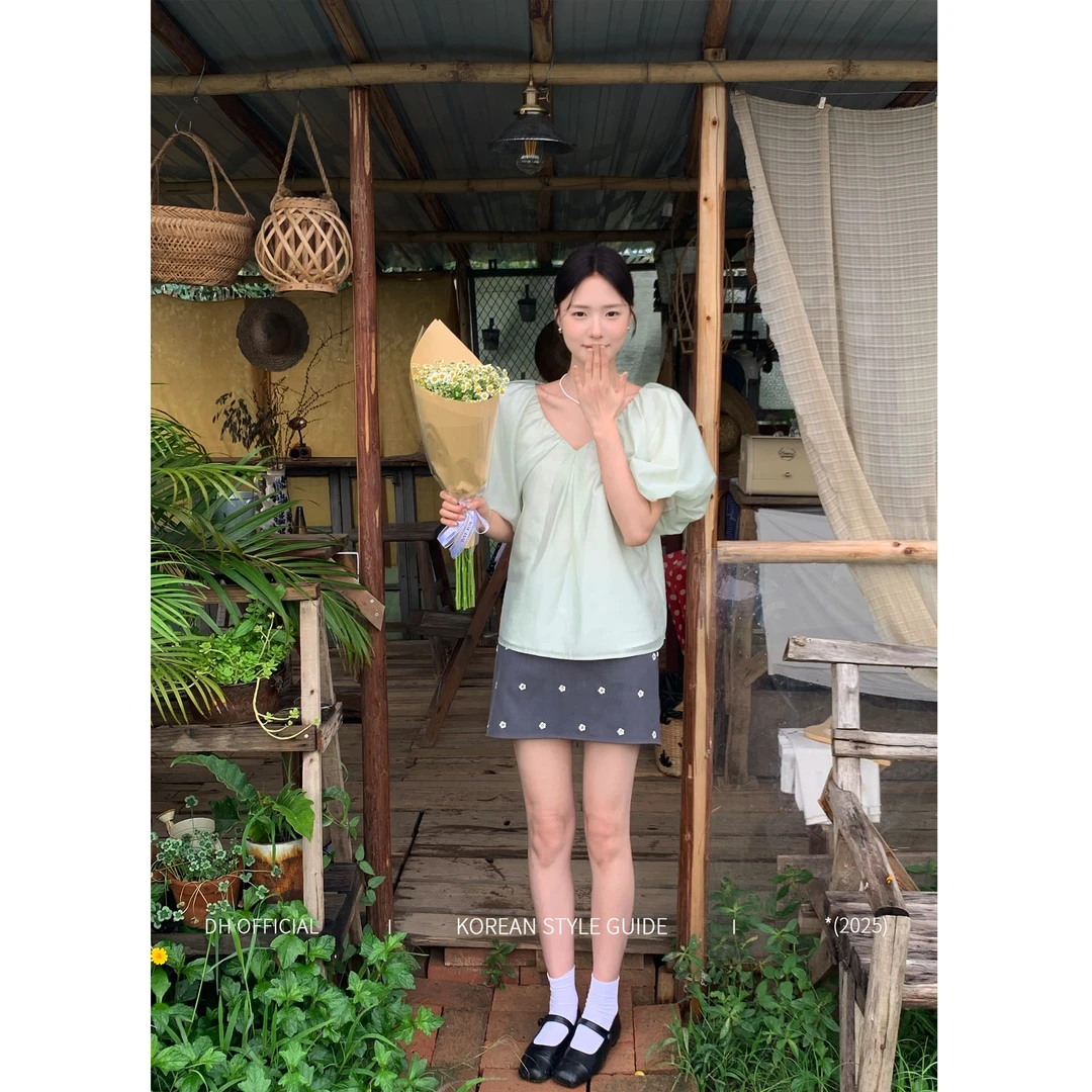 DH OFFICIAL 大花【青梨冰沙 pear】宽松修身百搭显瘦显气质衬衫