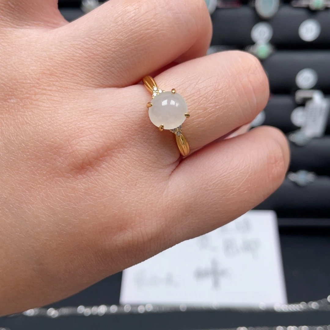 翡翠戒指银S925镶嵌戒指