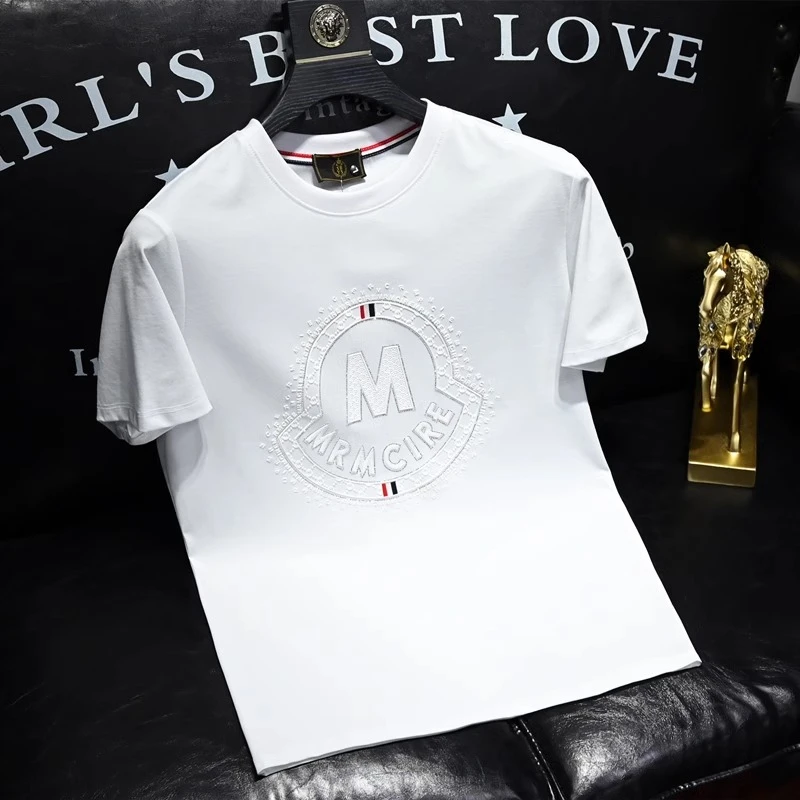 塞弗索罗温夏季新款潮流男士圆领丝光棉短袖t恤休闲修身半袖体恤