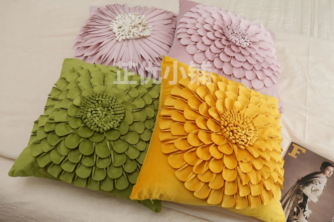 [优小铺]45*45工艺盘花抱枕沙发靠背床上抱枕