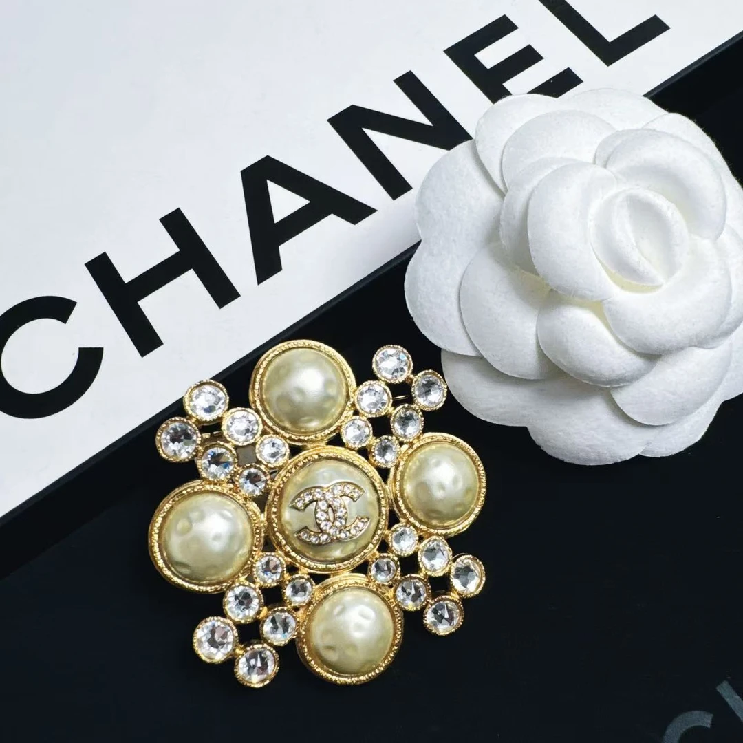 95新 Chanel/香奈儿 柚礼中古/香奈儿珍珠双C胸针LZ407893