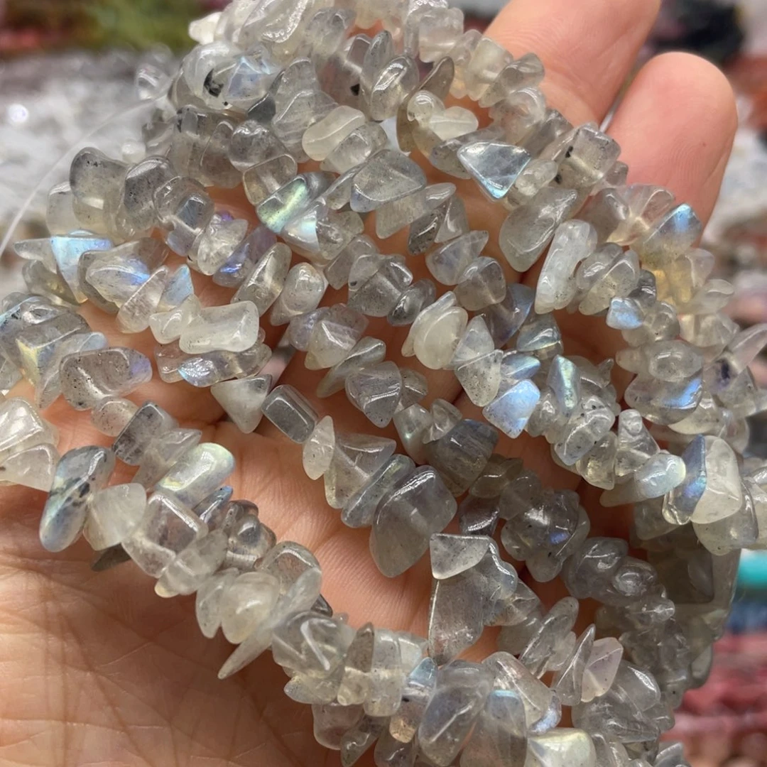 玛瑙/玉髓珠宝半成品未镶嵌灰月光碎石一条