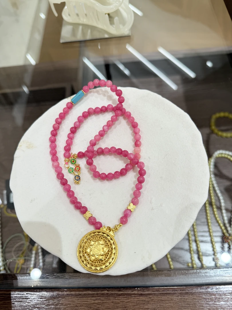 铜合金项链 【BayaLi】2025新品草莓石八宝罗盘国风项链