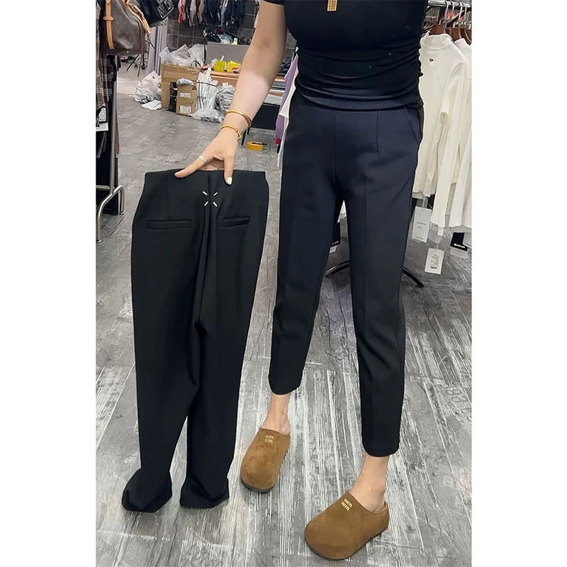 2025春季新爆款直筒休闲裤女大码梨形身材高腰显瘦潮流时尚西装裤