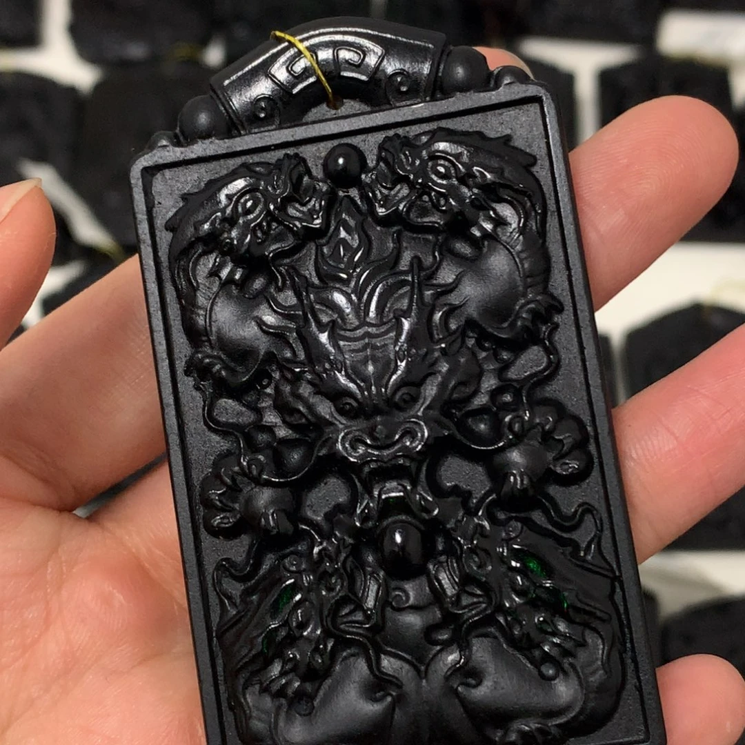 天然缅甸a货钢琴黑挂件