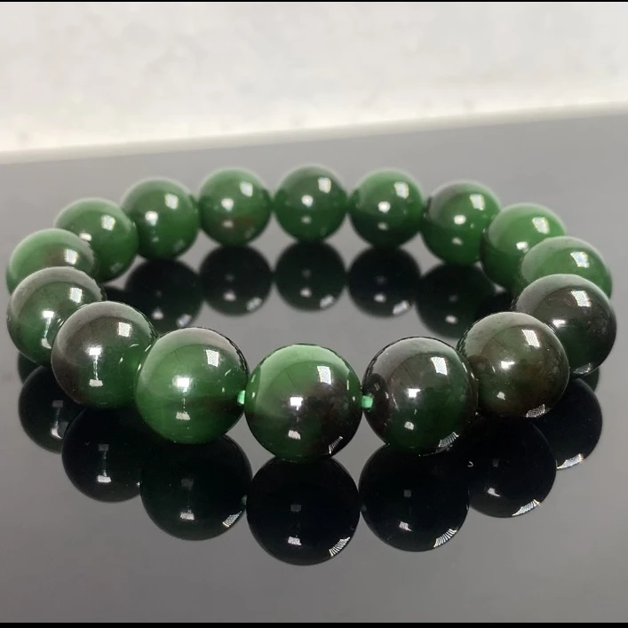 [龙哥甄选]和田玉碧玉±13mm典藏级俄7聚红皮单圈手串精品碧玉手串