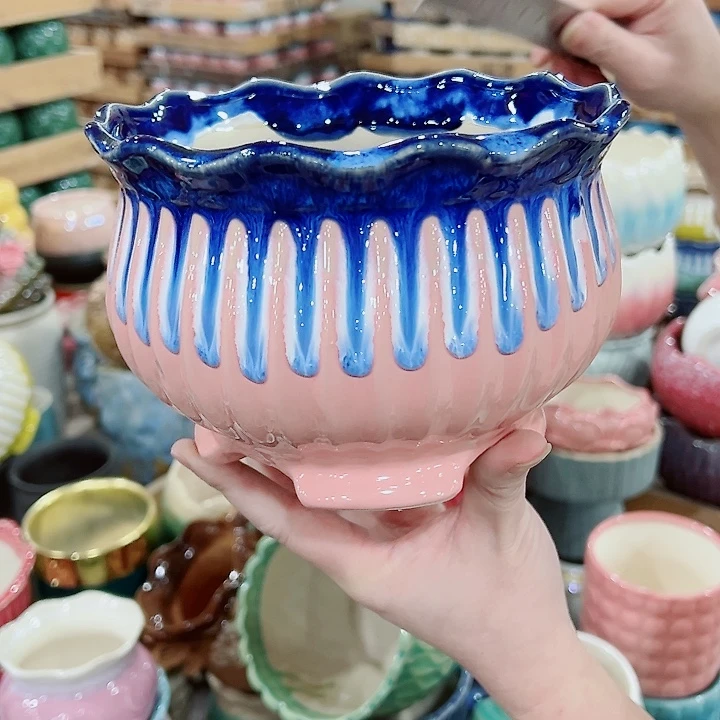 有孔，凑单福利满10元发货陶瓷多肉花盆！