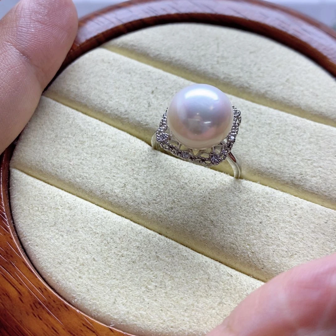 银S925镶嵌淡水珍珠耳饰