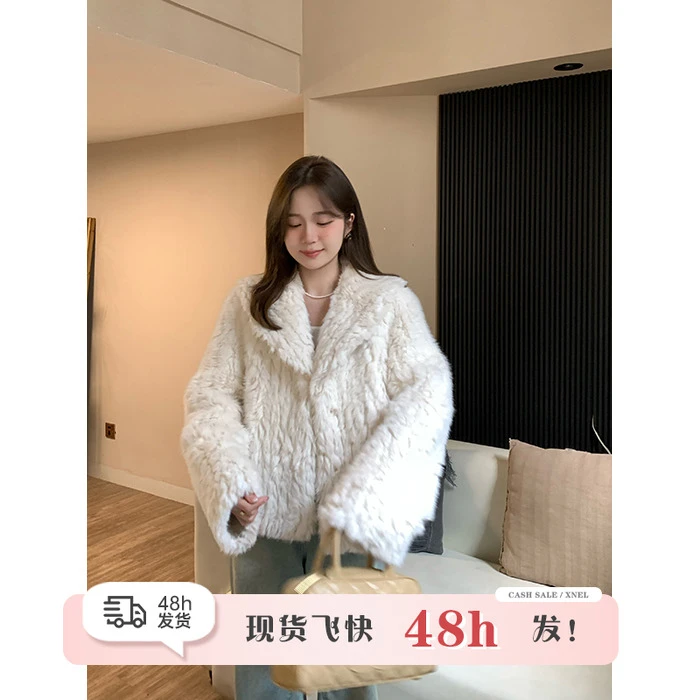 现货陳文文【雾霜松林】氛围感穿搭仿狐狸毛加绒加厚外套39234D9358