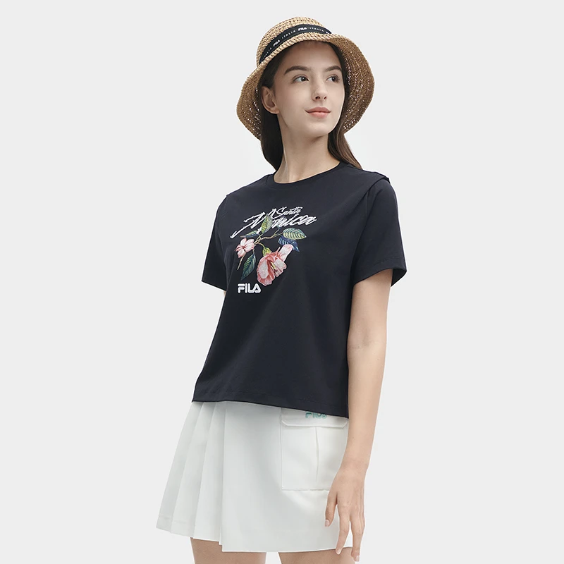 Fila/斐乐25夏季新款时尚运动百搭舒适优雅女士T恤F61W528112A