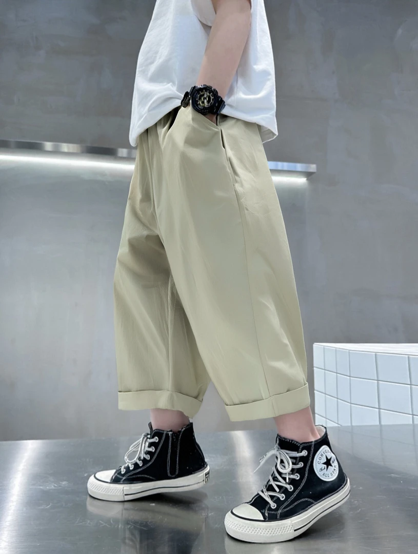 【奶芙弯刀裤】新款儿童百搭韩版轻薄柔软纯棉休闲长裤