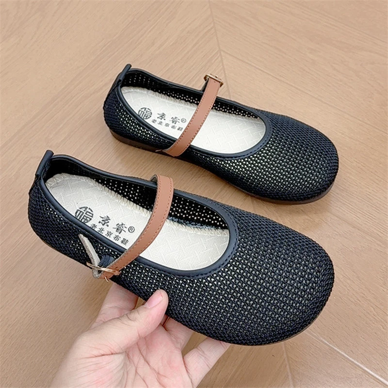 2025夏季新款老北京布鞋浅口豆豆鞋软底妈妈鞋洋气镂空女鞋平底鞋