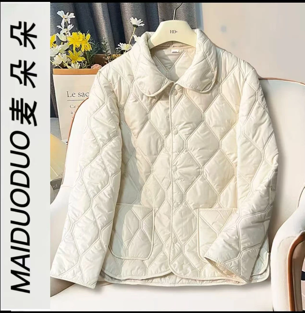 新款女士秋冬棉服保暖时尚韩版轻薄菱形双线百搭休闲棉衣2805