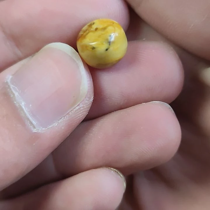 琥珀未镶嵌裸石11*8mm微瑕沁色珠