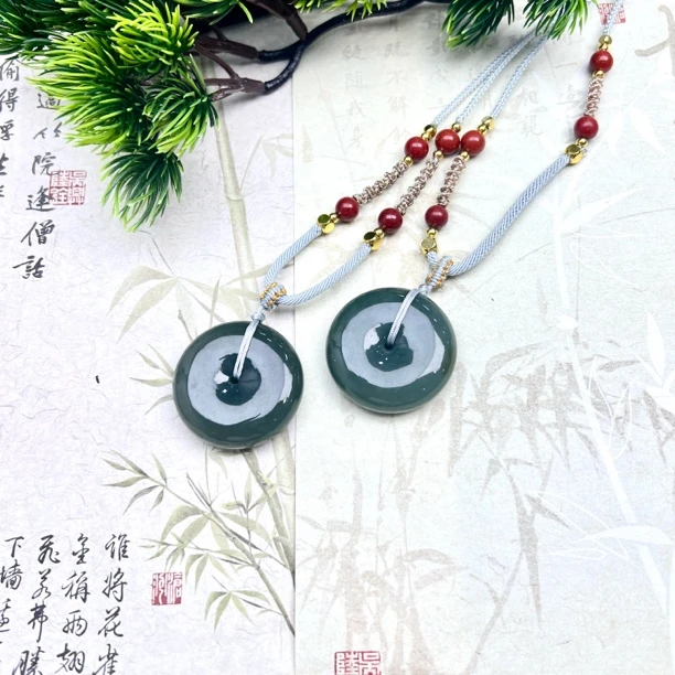 YDY18和田玉且末蓝平安扣32*9mm多样性发其一