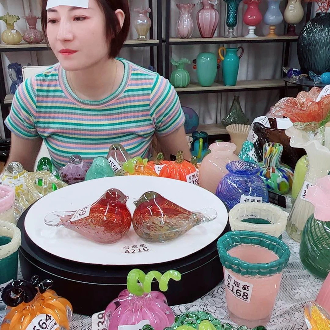 5069鸟2个 家悦琉璃花瓶摆件