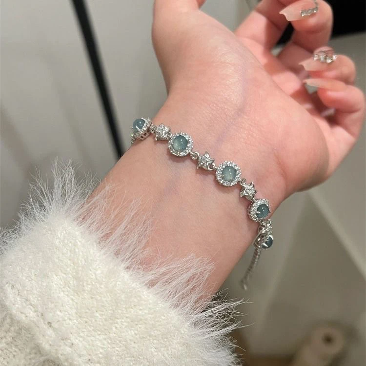 清冷感合金翡翠精致新中式小众高级感气质手饰女款手链