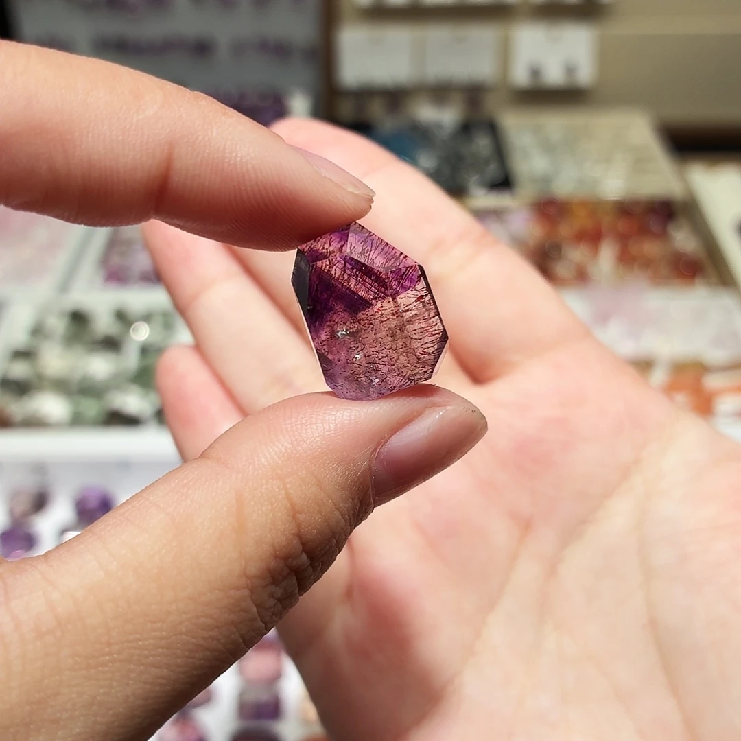 吊坠(不含链)水晶未镶嵌紫超七 随形 打孔定制不退换