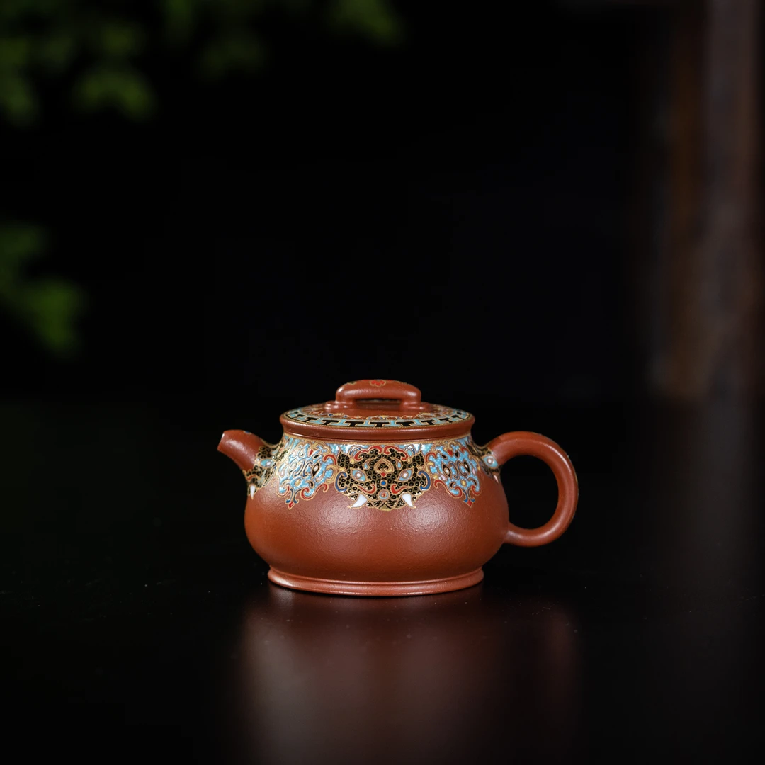 【合仲】珐琅儒相 朱泥118cc家用紫砂茶壶