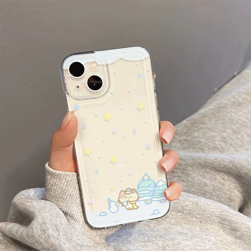雪人小猫iPhone17手机壳16苹果15软14简约小米vivo华为适用创意套