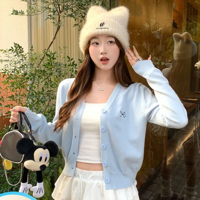 长袖百搭洋气针织毛衣女2025新款秋季薄款开衫