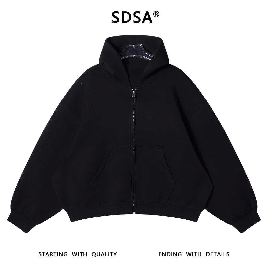 SDSA男士秋冬新款痞帅男装百搭休闲纯色连帽拉链卫衣百搭时尚上衣