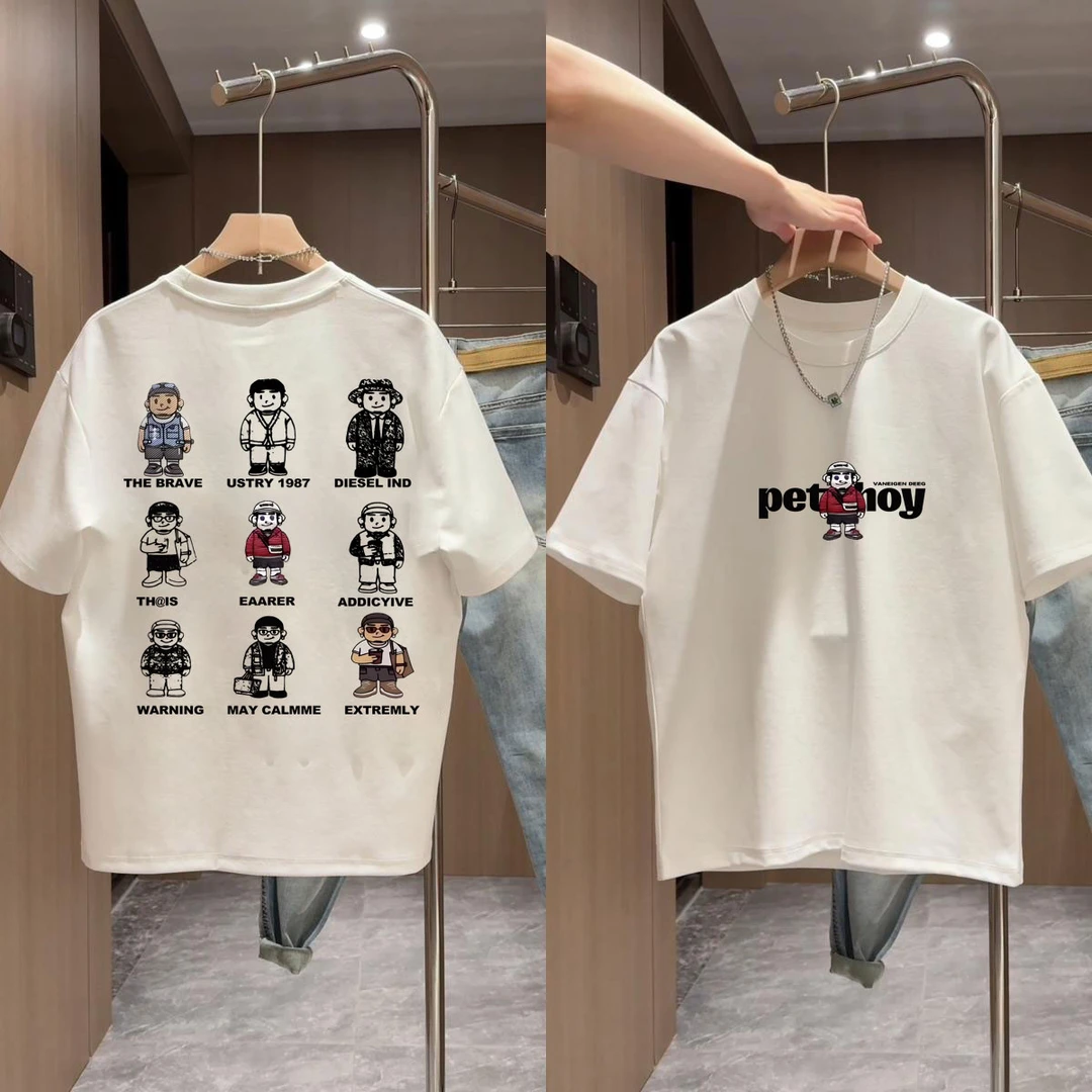 【100%纯棉】男童短袖t恤趣味动漫新款上衣夏季中大童宽松男孩半袖