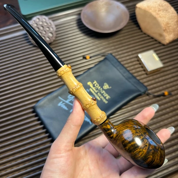 越南斗师阿全 长柄光面竹节潜斗钵