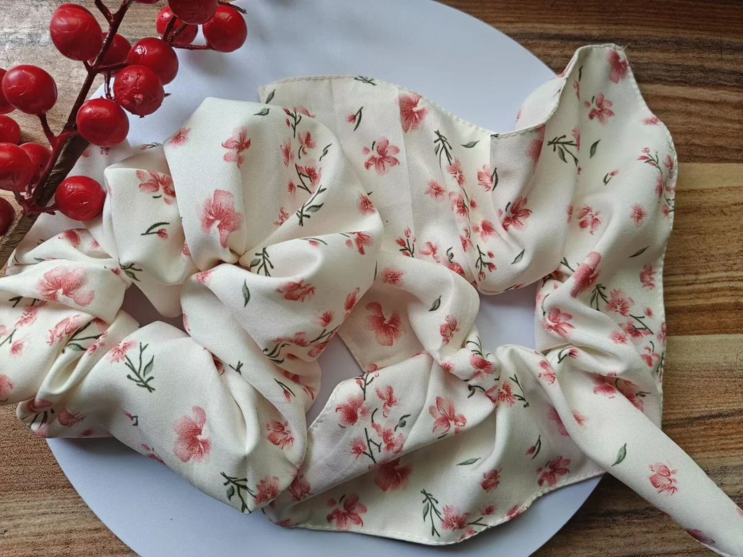 粉红花朵原创设计甜美风复古宫廷时尚精美发绳发圈ins风超仙发饰