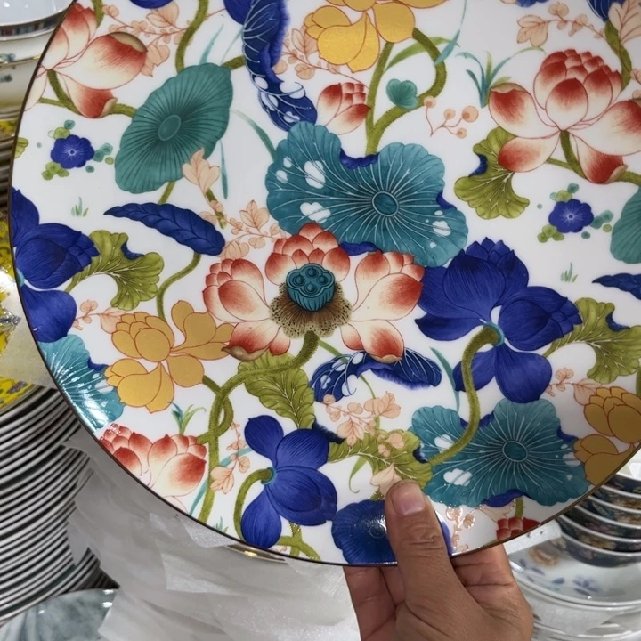 瓷片荷塘十寸大盘一个