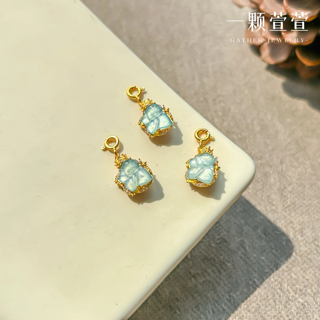 【小天使】一颗萱萱 天然翡翠银镶万能扣吊坠590123（多样性发其一）