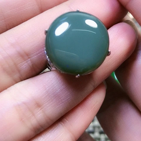和田玉银S925镶嵌戒指