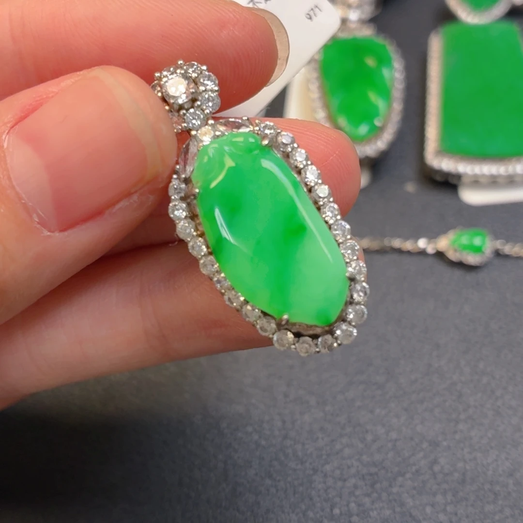 翡翠银S925镶嵌吊坠(不含链)