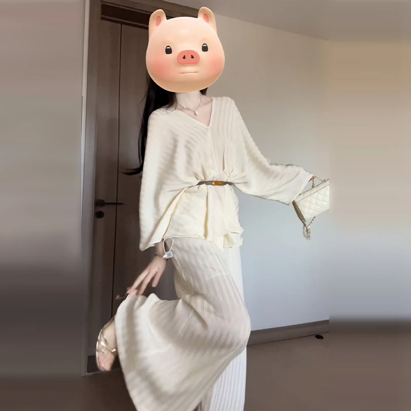 ZJ4647春季雪纺纱裙子一整套2025年新款富家千金风连衣裙两件套装