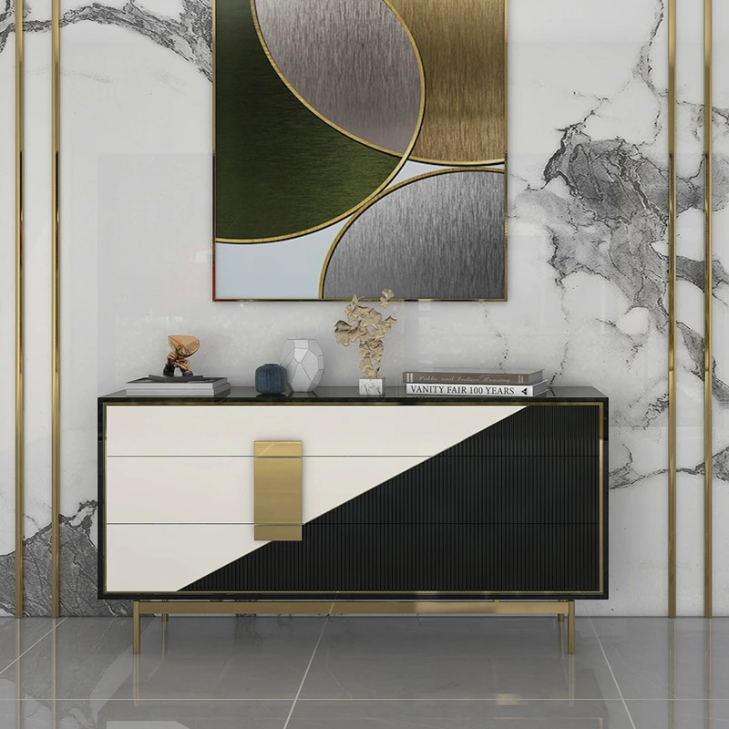 岩板轻奢斗柜卧室客厅隔断储物柜门厅柜玄关装饰柜372