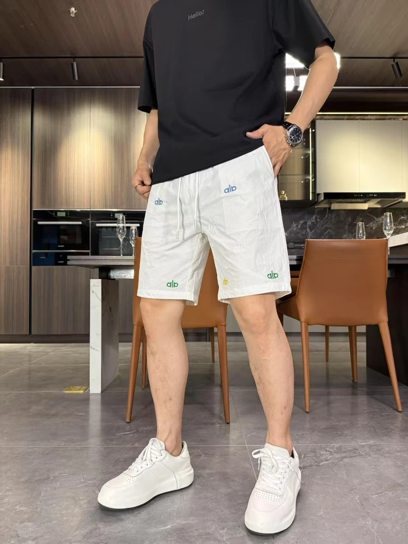 重工刺绣白色简约风夏季时尚字母速干短裤微弹中裤高腰百搭五分裤