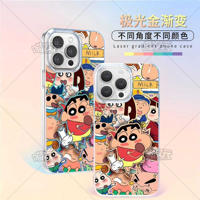 蜡笔小新适用苹果华为vivo一加oppoiPhone小米二次元极光金手机壳