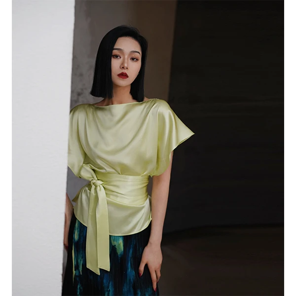 【披个布都好看】重磅桑蚕丝艺术裁剪 方巾衣 不规则真丝衬衫