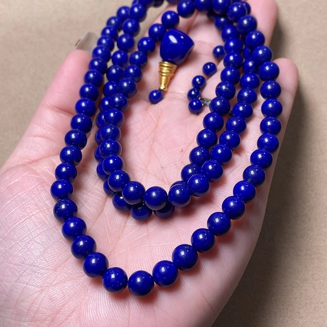 瓜***财青金石未镶嵌精品7mm108佛珠配三通