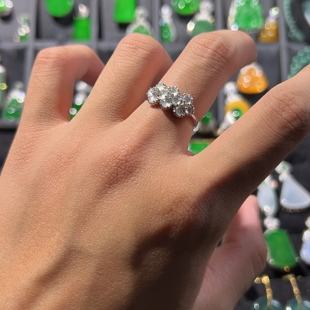 翡翠银S925镶嵌戒指戒指