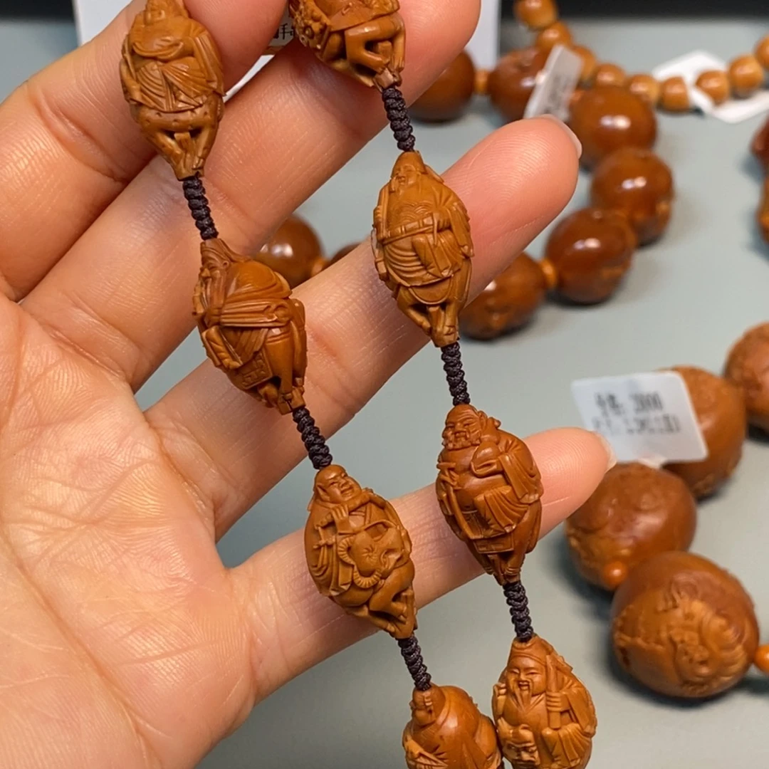 手串/手链橄榄核骑兽镂空老苏工八仙
