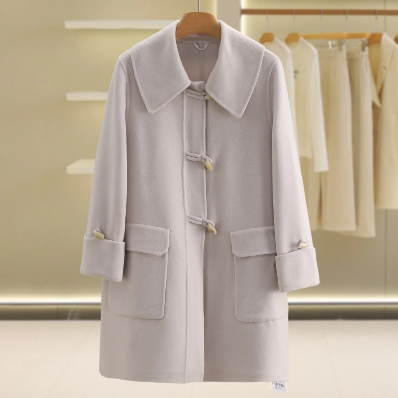 【伍莎-自营】中长款宽松双面呢外套#QMN48B002