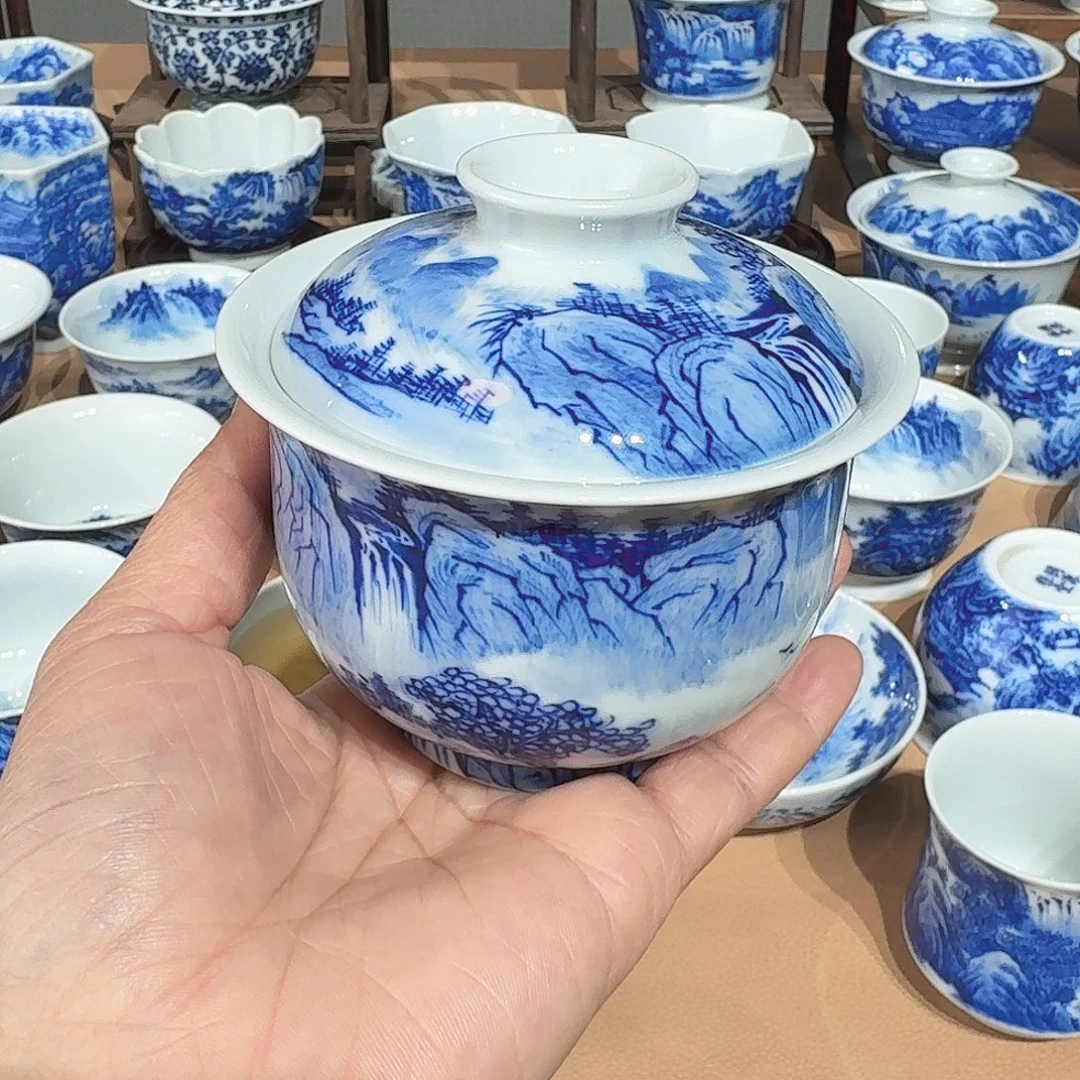 *****景德镇纯手绘盖碗微