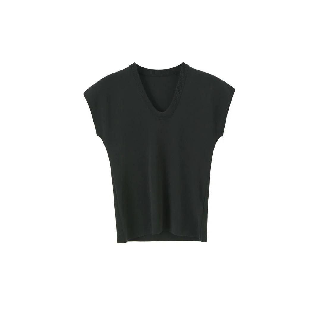 【琪琪板娘】夏季桑蚕丝净版休闲针织U领净版短袖-5067