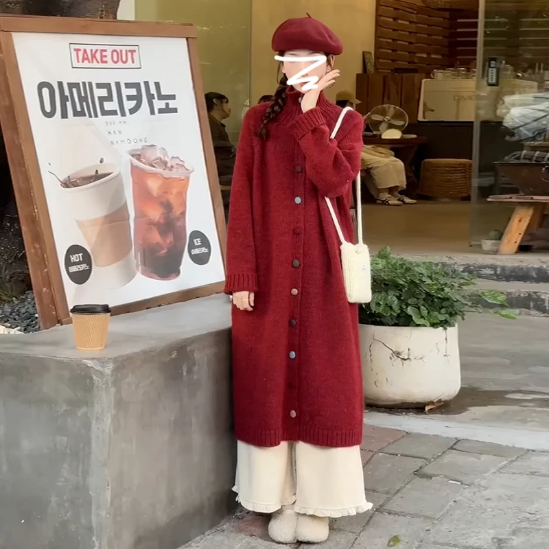 秋冬过年红色毛衣女2024新款爆款慵懒宽松中长款针织开衫外套8867