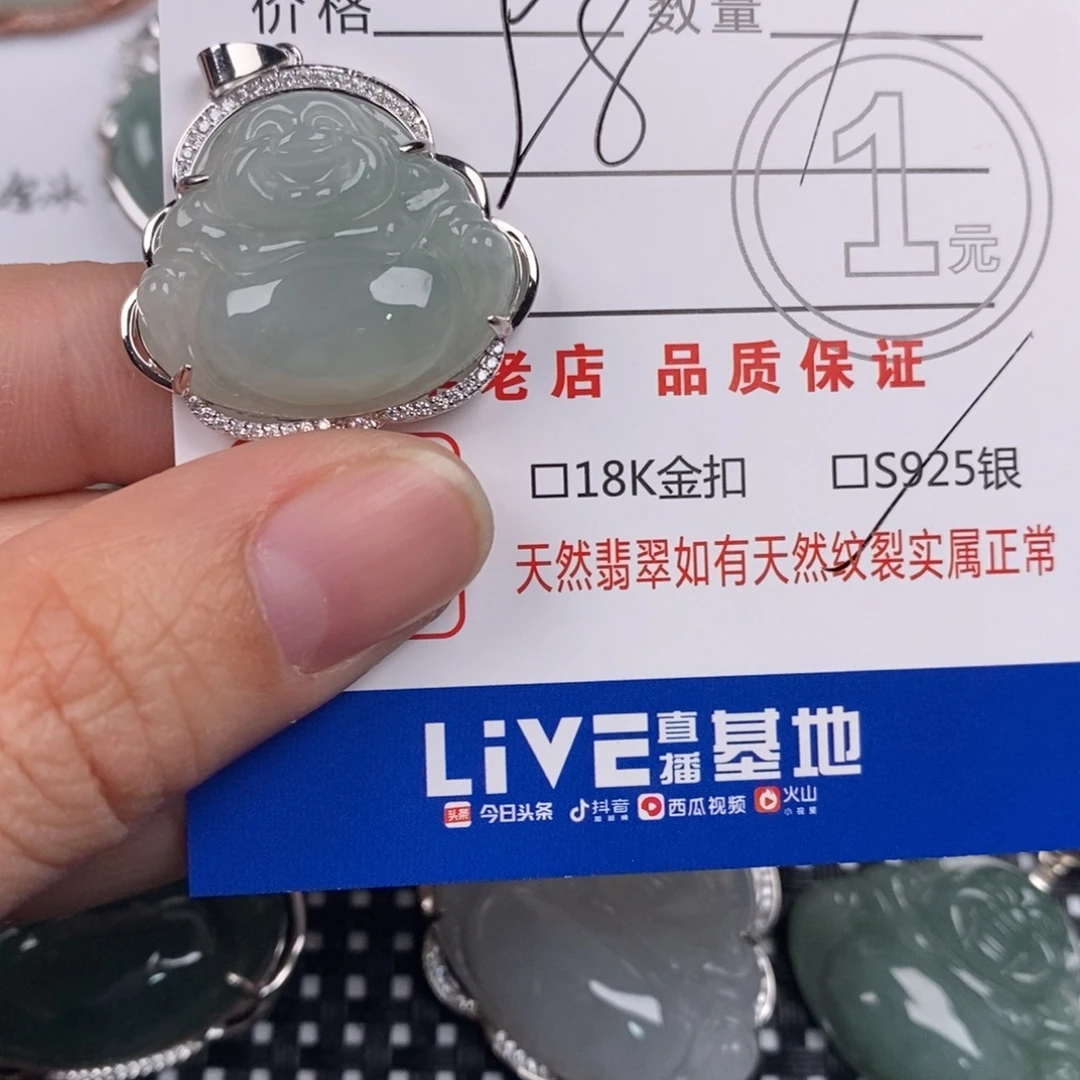 碧***姐翡翠银S925镶嵌颈饰