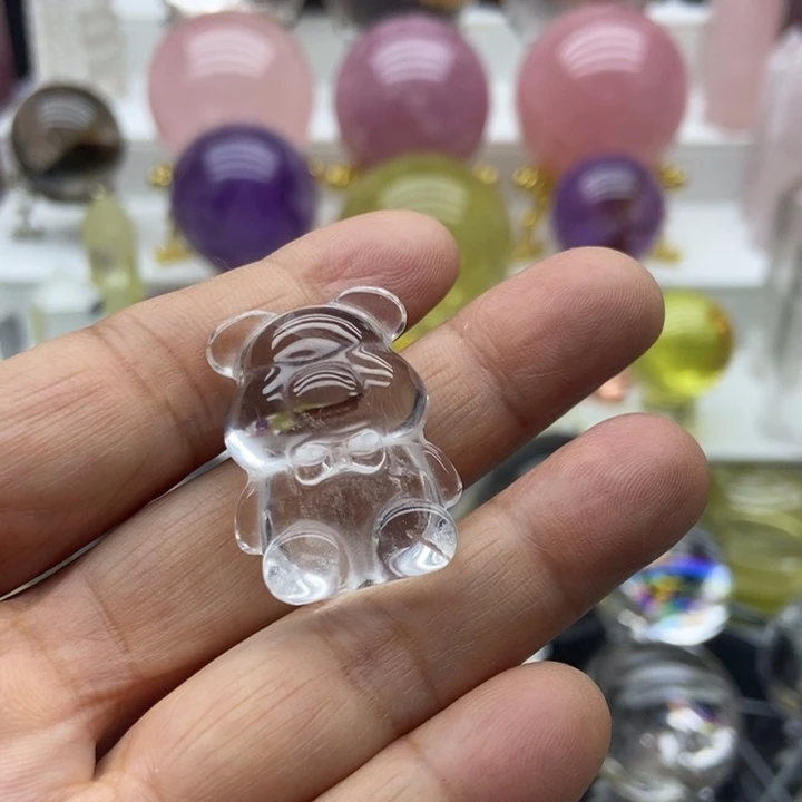 水晶未镶嵌摆件白水晶小熊