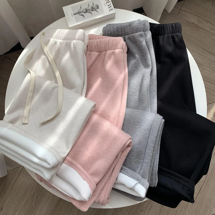 大长腿】加绒厚实垂感窄版直筒裤女宽松显瘦软糯外穿阔腿裤6812