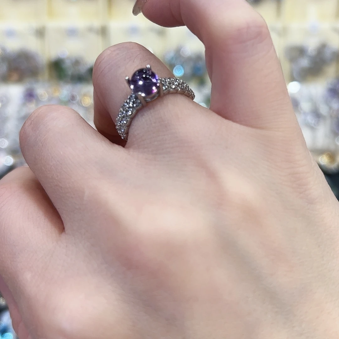 戒指紫晶银S925镶嵌