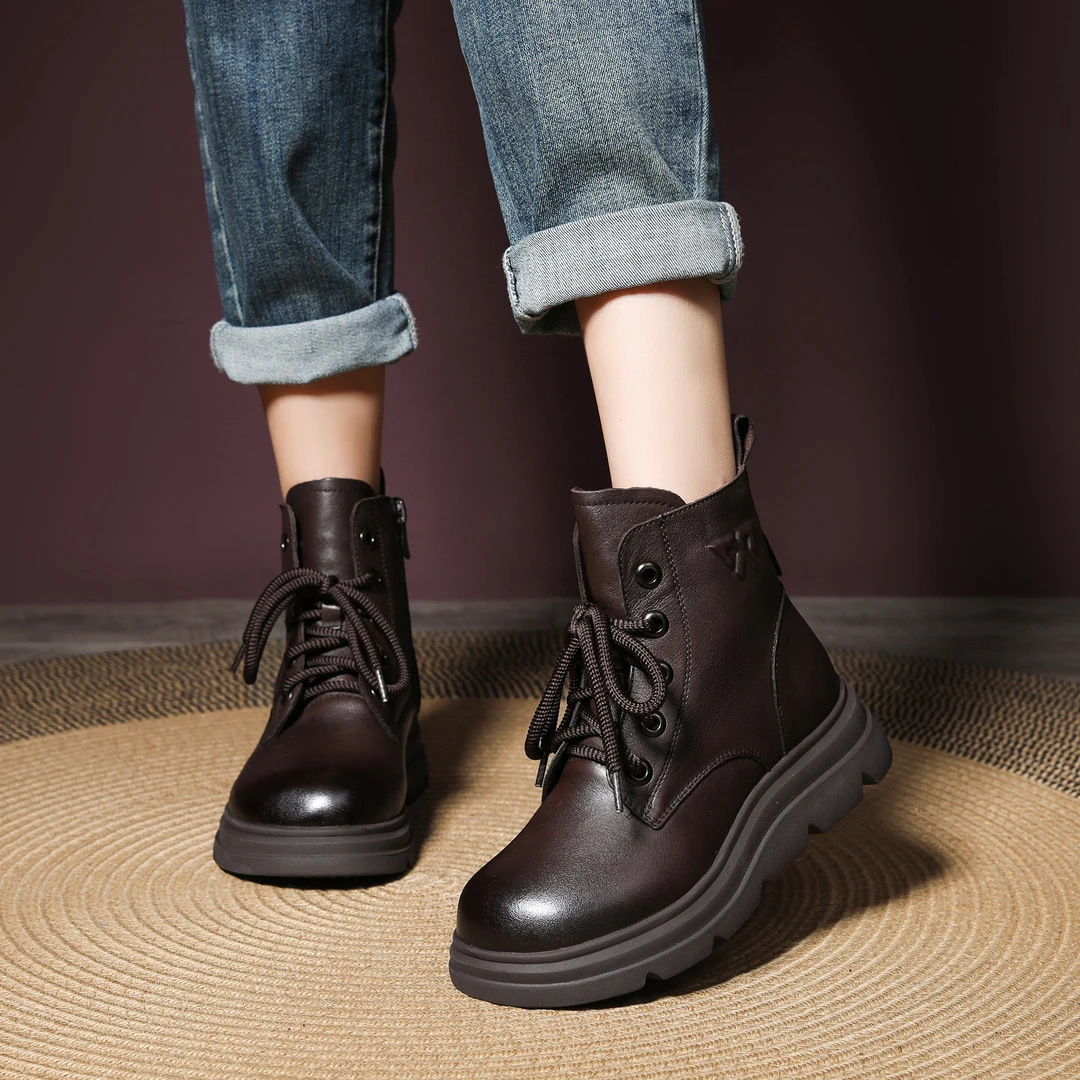【羊毛保暖】25年冬新款头层牛皮加厚保暖羊毛靴雪地靴马丁靴女
